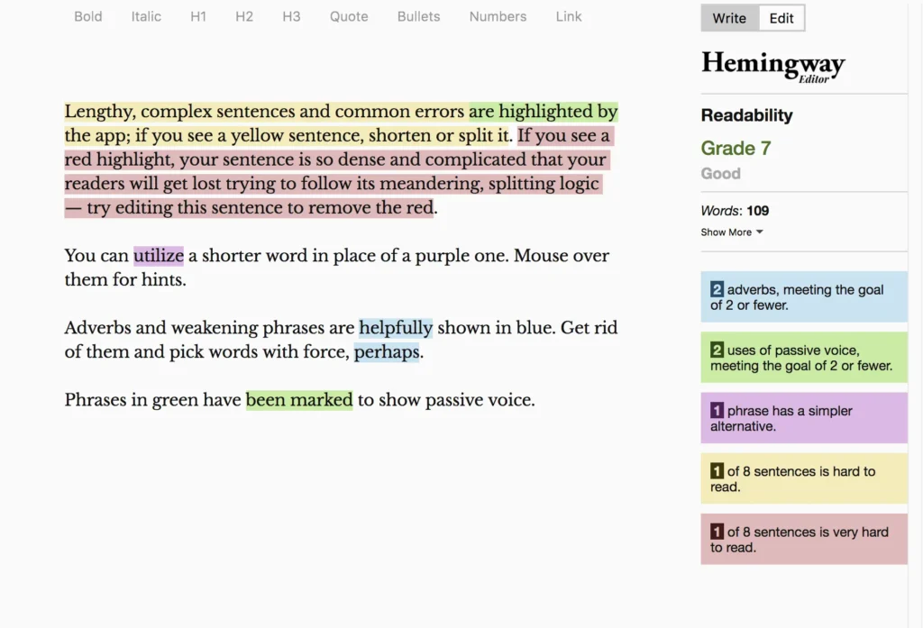 best writing apps - Hemingway Editor